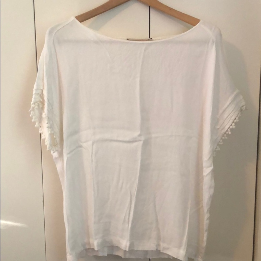 Loft White Top with Sleeve Detailing